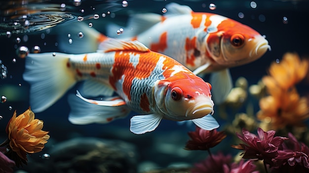 Cute fish  near coral reef