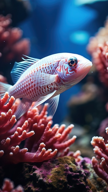 산호초 근처의 귀여운 물고기