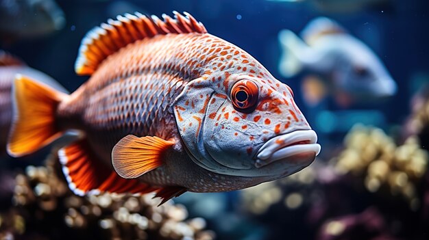 Cute fish near coral reef