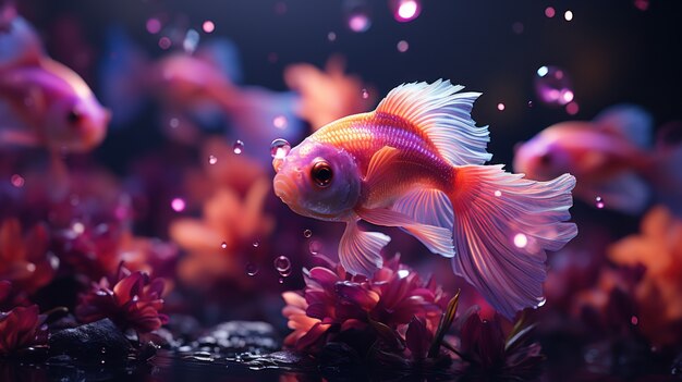 Cute fish near coral reef