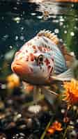 Free photo cute fish with vegetation