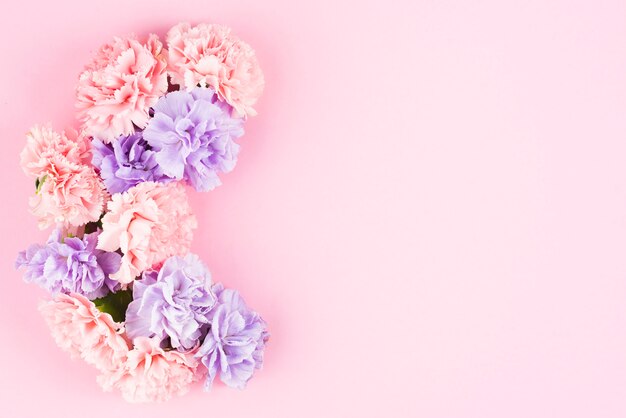 Cute flower layout on pink background