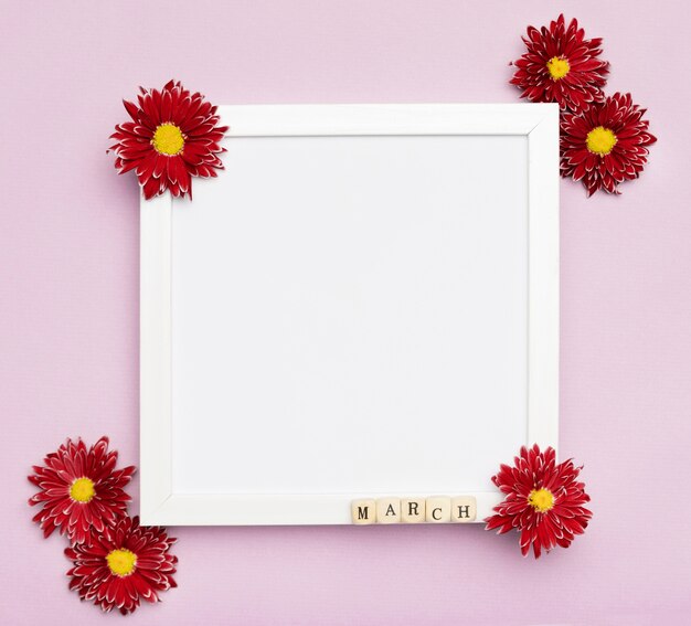 Cute flowers and elegant white frame