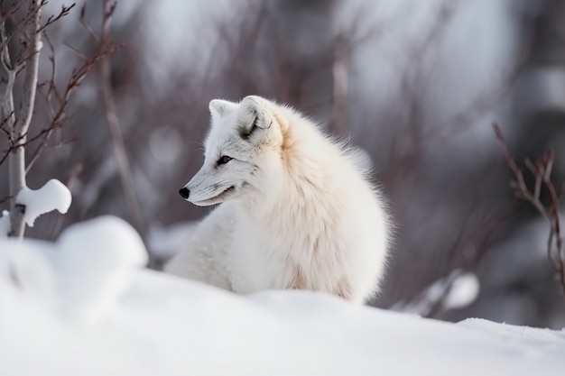 Free photo cute fox with snow outdoors