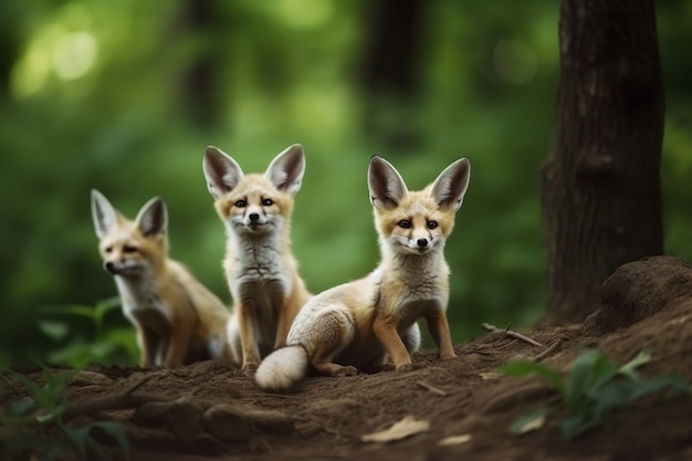 Cute foxes in nature