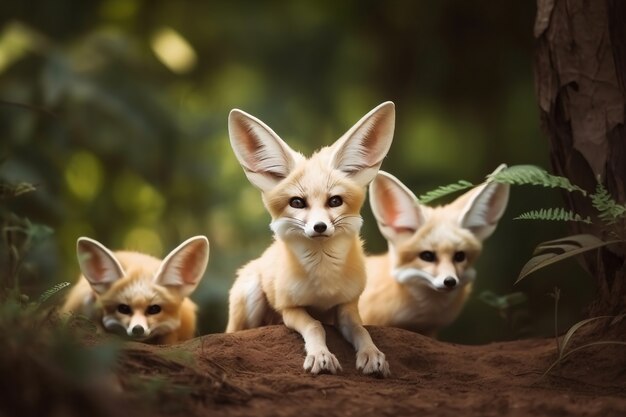 Cute foxes in nature