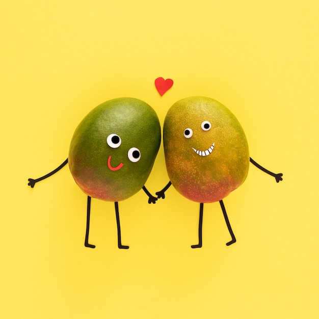Cute fruits holding hands