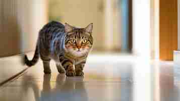 Free photo cute furry cat indoors