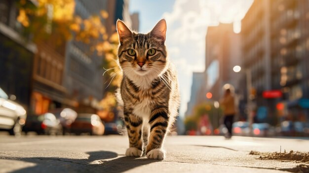 屋外のかわいい毛皮で覆われた猫