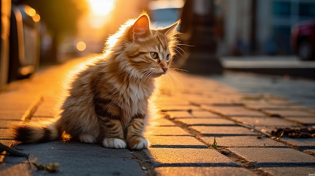 Free photo cute furry cat outdoors