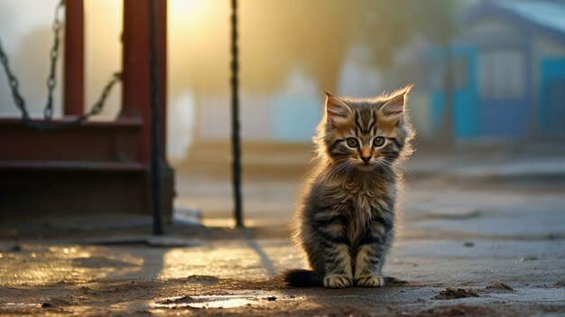 Foto gratuita simpatico gatto peloso all'aperto