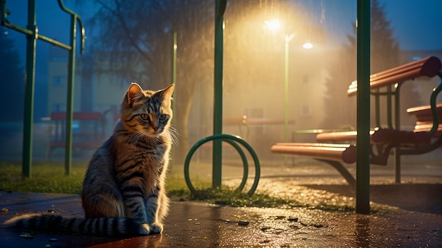 Foto gratuita simpatico gatto peloso all'aperto