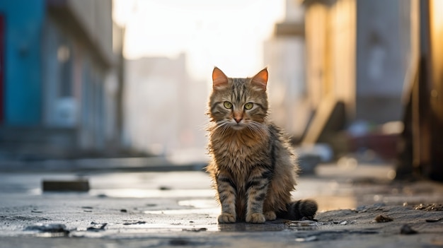 Foto gratuita simpatico gatto peloso all'aperto