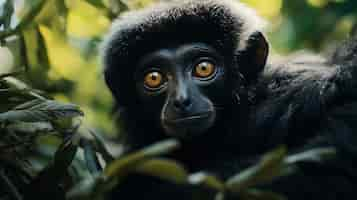 Free photo cute gibbon in nature