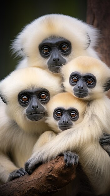 Cute gibbon in nature