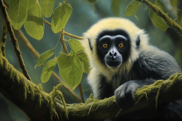 Free photo cute gibbon in nature