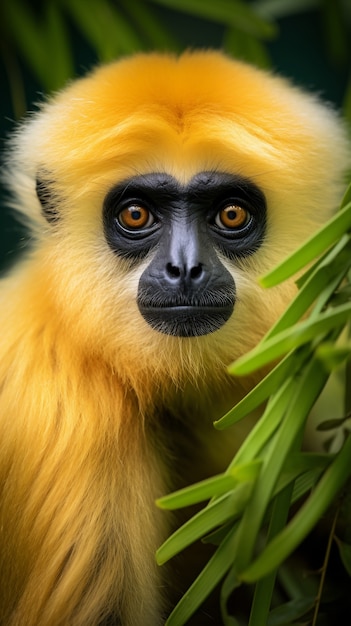 Free photo cute gibbon in nature