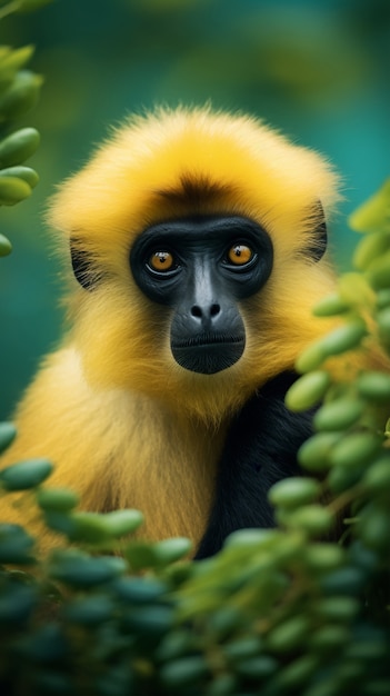 Free photo cute gibbon in nature