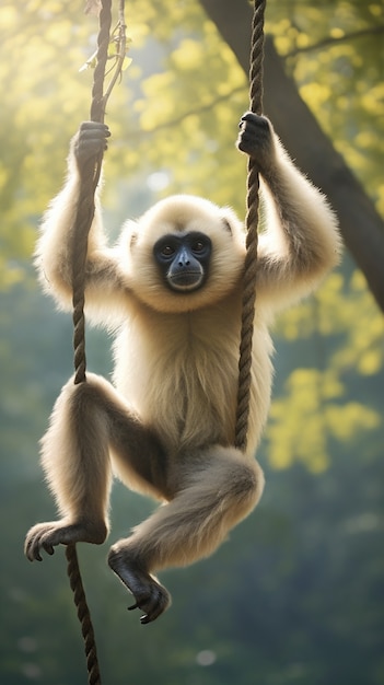 Free photo cute gibbon in nature
