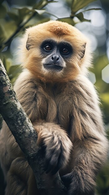 Free photo cute gibbon in nature