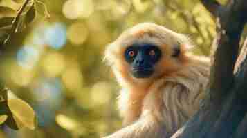 Free photo cute gibbon in nature