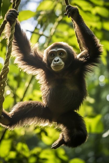 Free photo cute gibbon in nature