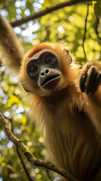 Cute gibbon in nature