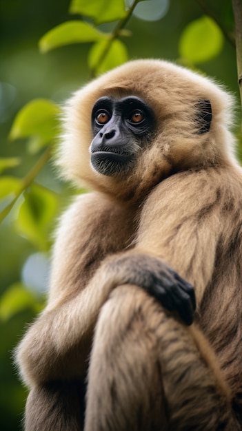 Free photo cute gibbon in nature