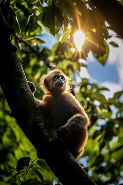 Free photo cute gibbon in nature