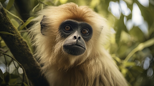 Free photo cute gibbon in nature