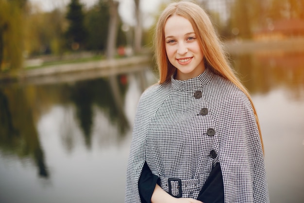 cute girl in a autumn