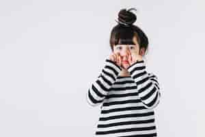 Free photo cute girl crying