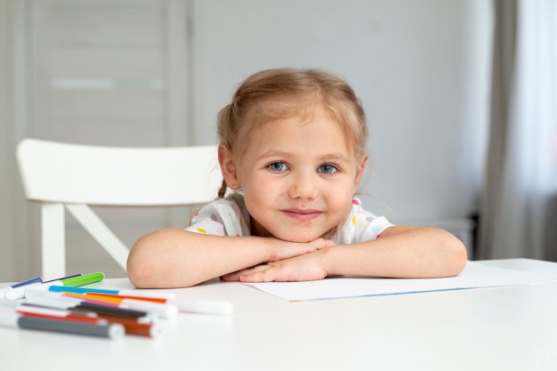 Free photo cute girl at home