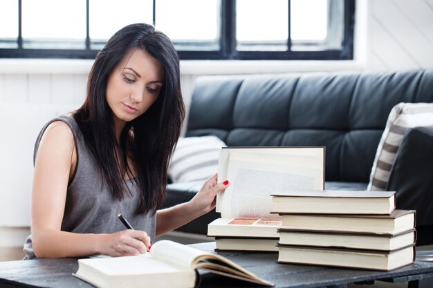 Cute girl reading a book