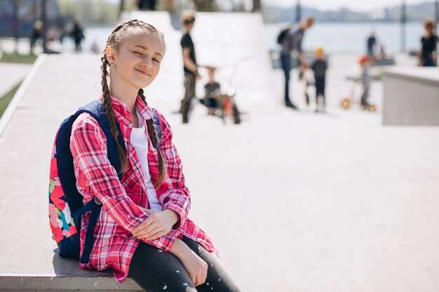 Cute girl roller skating