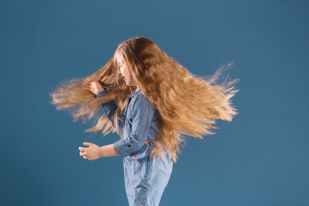 Cute girl spinning around