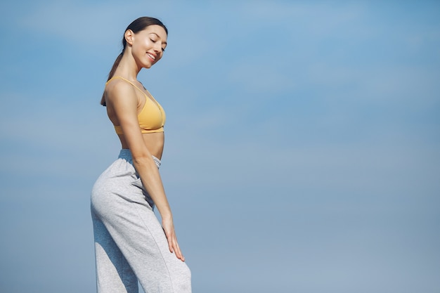 Free photo cute girl training
