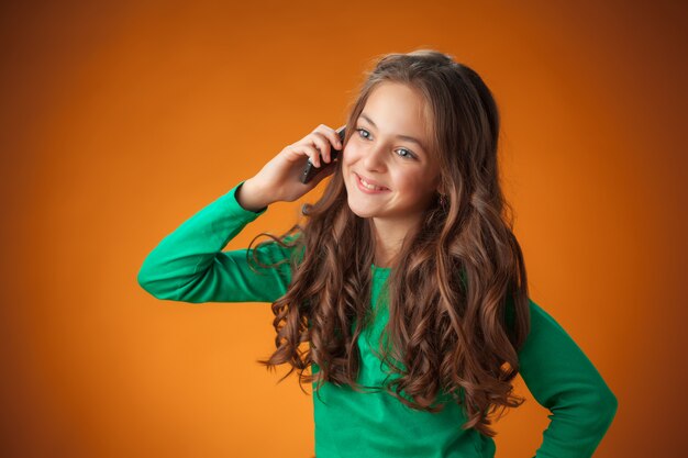 Cute girl with green sweater