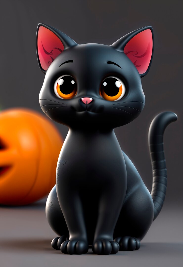 Бесплатный Фотография милая кошка на хэллоуин 3d