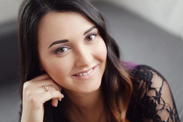 Cute happy woman smiling