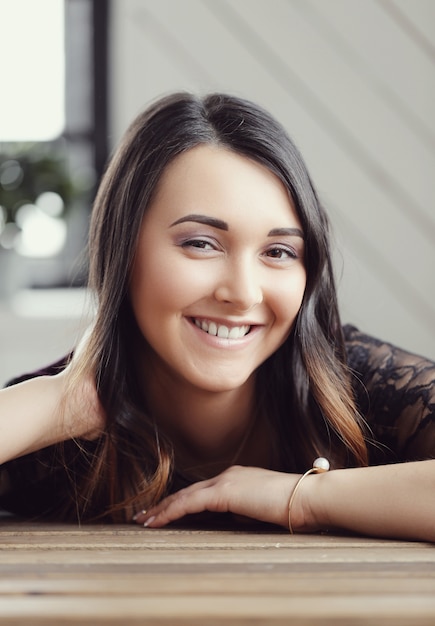 Cute happy woman smiling