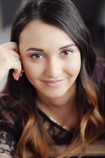 Cute happy woman smiling