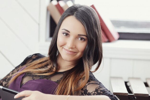 Cute happy woman smiling