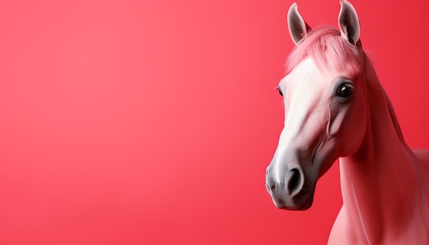 Бесплатное фото Милая лошадь смотрит на красоту камеры на природе, созданную искусственным интеллектом