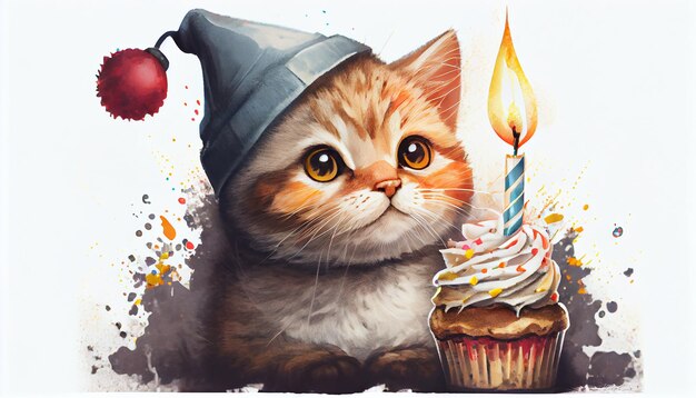 으스스한 할로윈 컵케이크 장식 생성 AI로 축하하는 귀여운 새끼 고양이