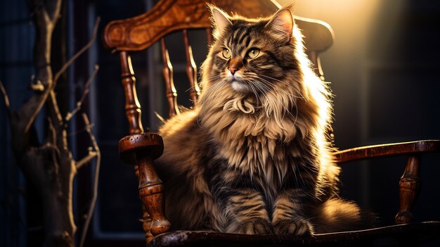 Cute kitten relaxing on chair