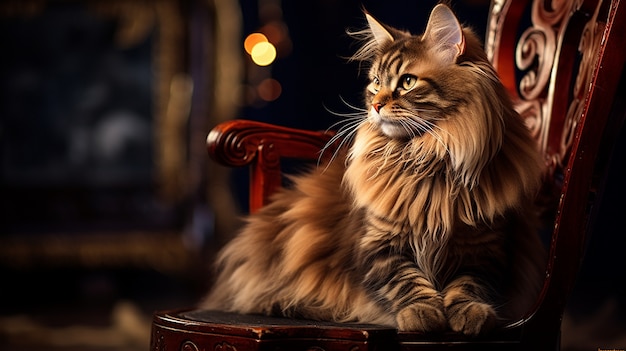 Cute kitten relaxing on chair