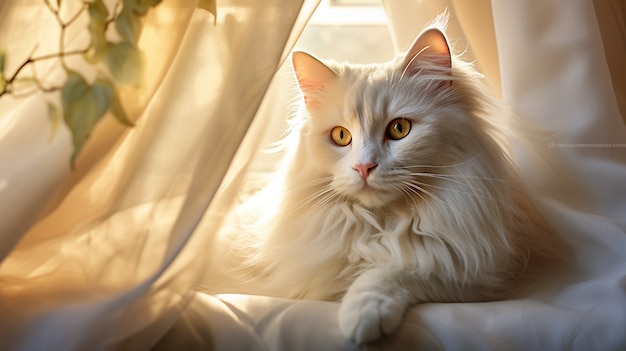 Free photo cute kitten relaxing indoors