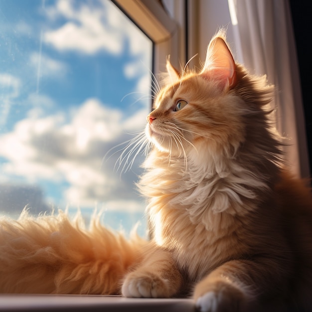 Cute kitten relaxing indoors