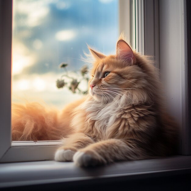 Cute kitten relaxing indoors